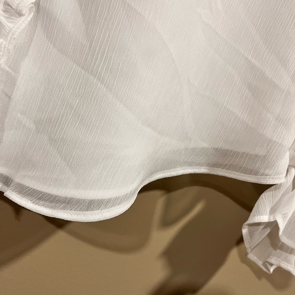 Tommy Hilfiger White Sheer Ruffle Front Poet Blouse XS Country Boho Cottagecore - Picture 9 of 10